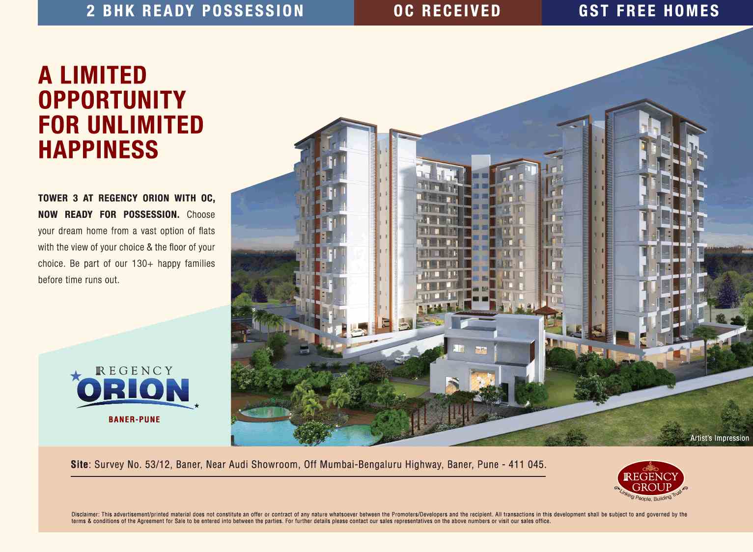 Limited opportunity for unlimited happiness at Regency Orion in Pune
